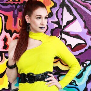 EUC Fun and Funky Lime Green Dress